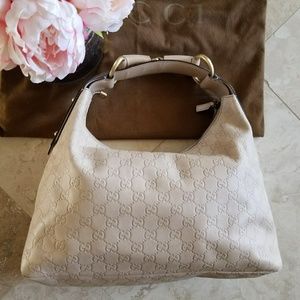 GUCCI Guccissima leather hobo bag - cream